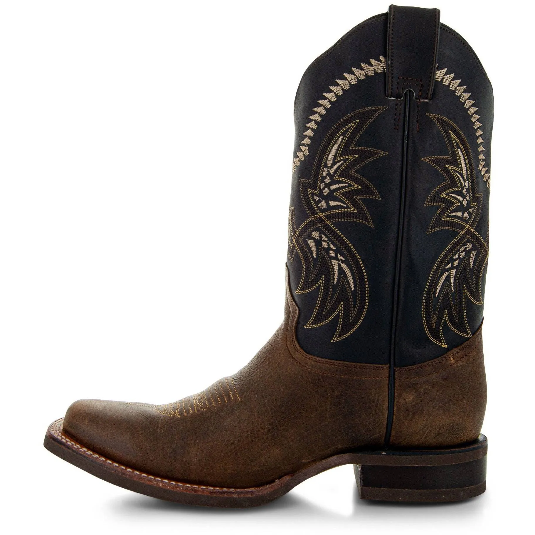 Tan Square Toe Leather Cowboy Boots H4002