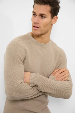 Textured Cotton Crew Neck in Neutral