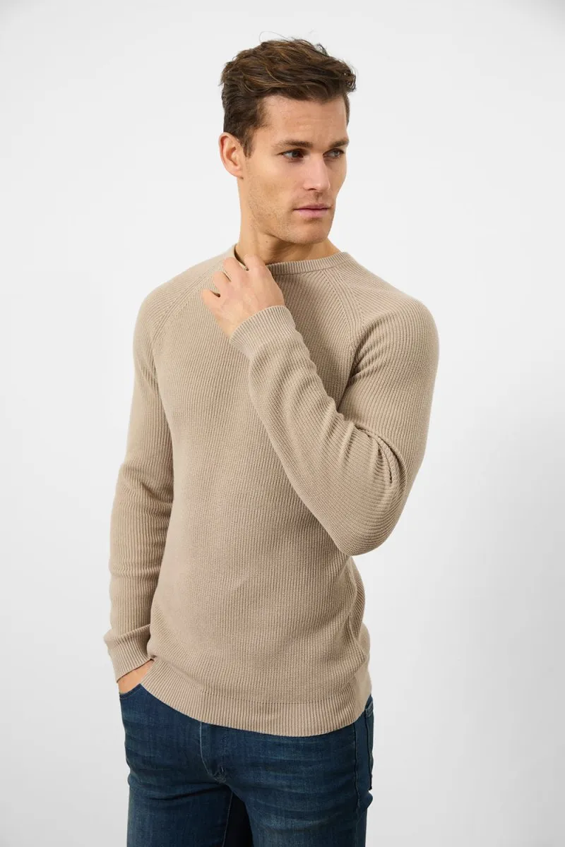 Textured Cotton Crew Neck in Neutral