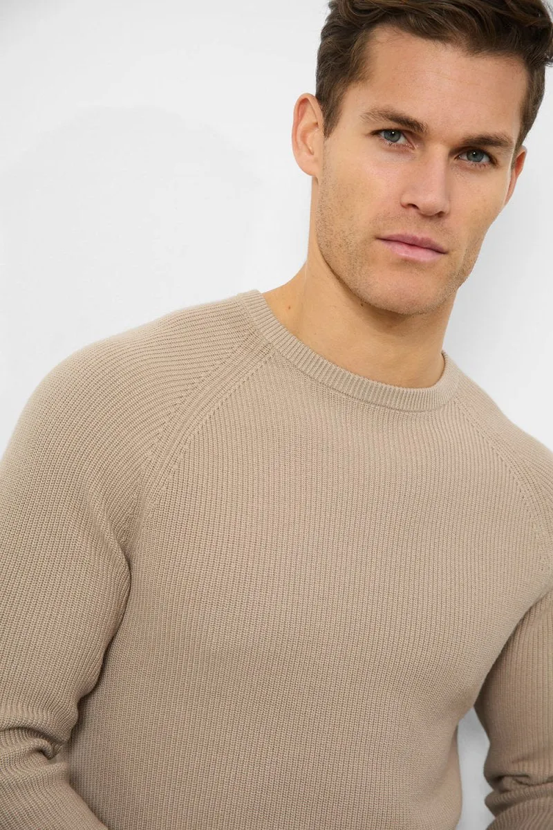 Textured Cotton Crew Neck in Neutral