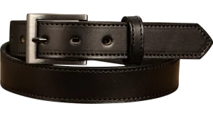 The Admiral: Men's Black Stitched Leather Belt 1.19"