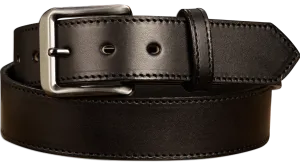 The Admiral: Men's Black Stitched Leather Belt 1.50"
