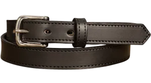 The Colt: Black Stitched Leather Belt Petite Width 1.00"