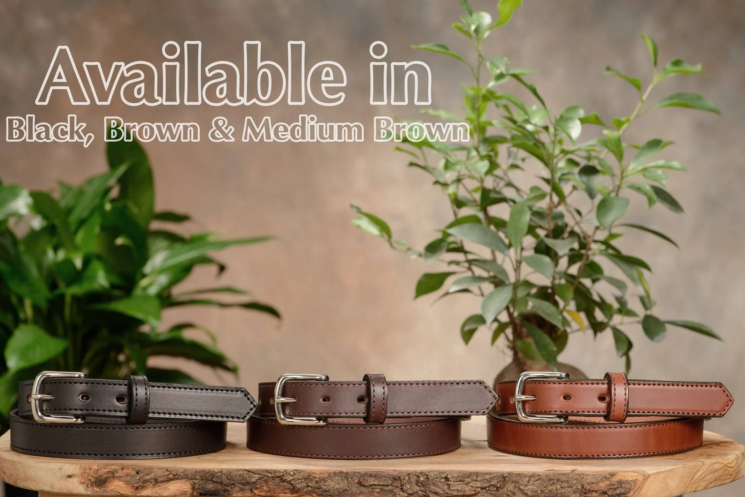 The Colt: Black Stitched Leather Belt Petite Width 1.00"