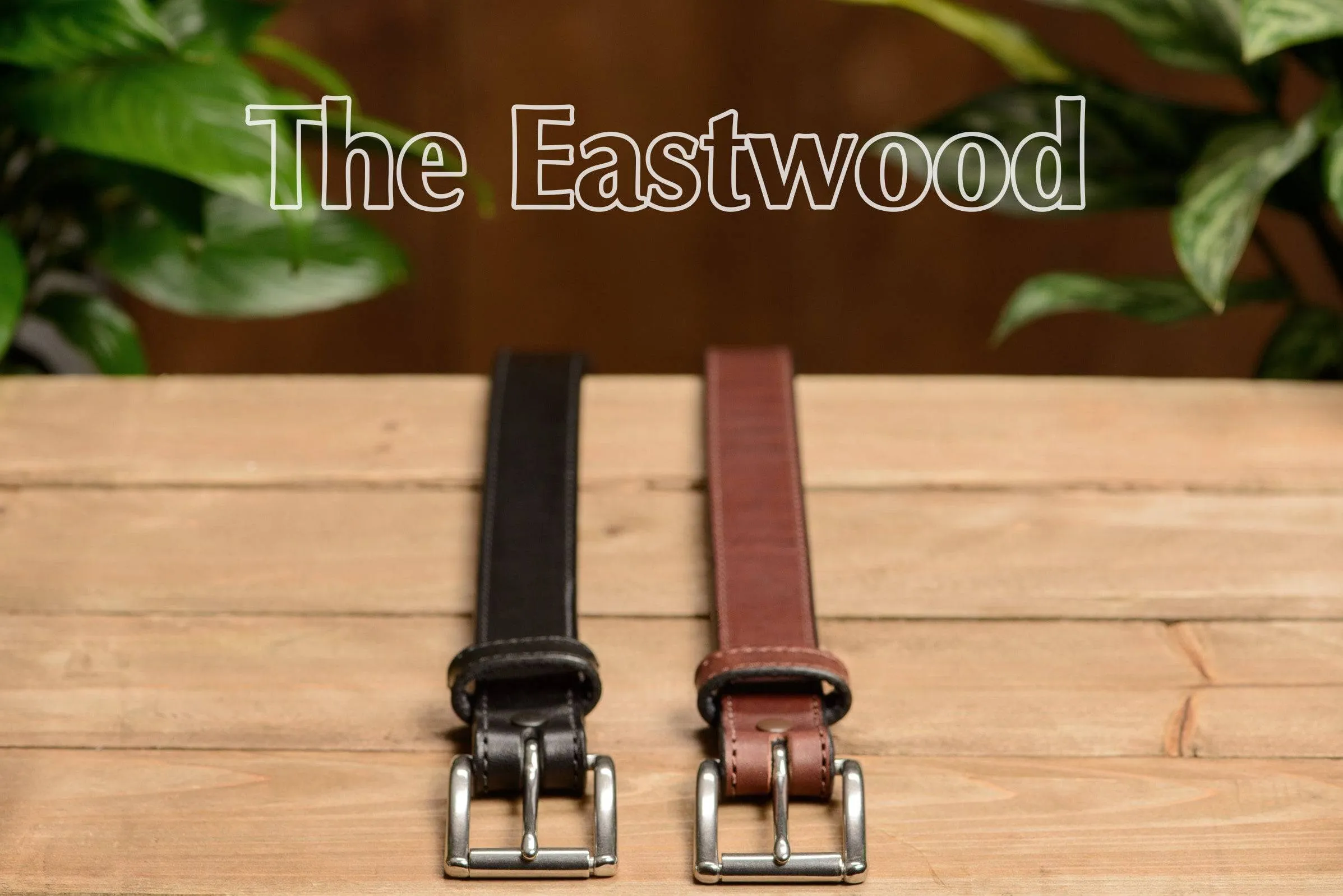 The Eastwood: Men's Black Stitched Leather Belt Max Thick 1.25"