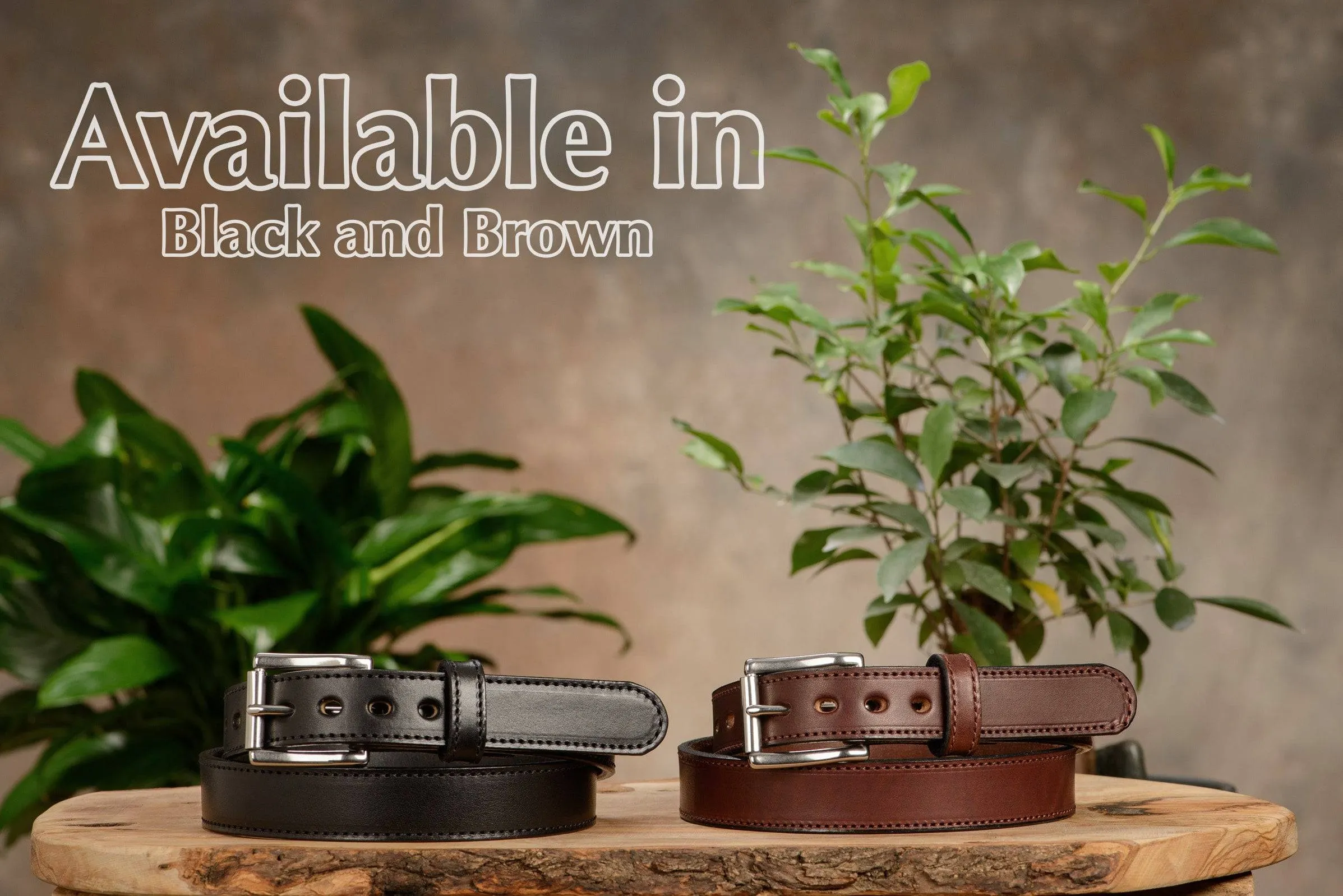 The Eastwood: Men's Black Stitched Leather Belt Max Thick 1.25"