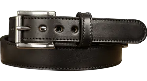 The Eastwood: Men's Black Stitched Leather Belt Max Thick 1.25"