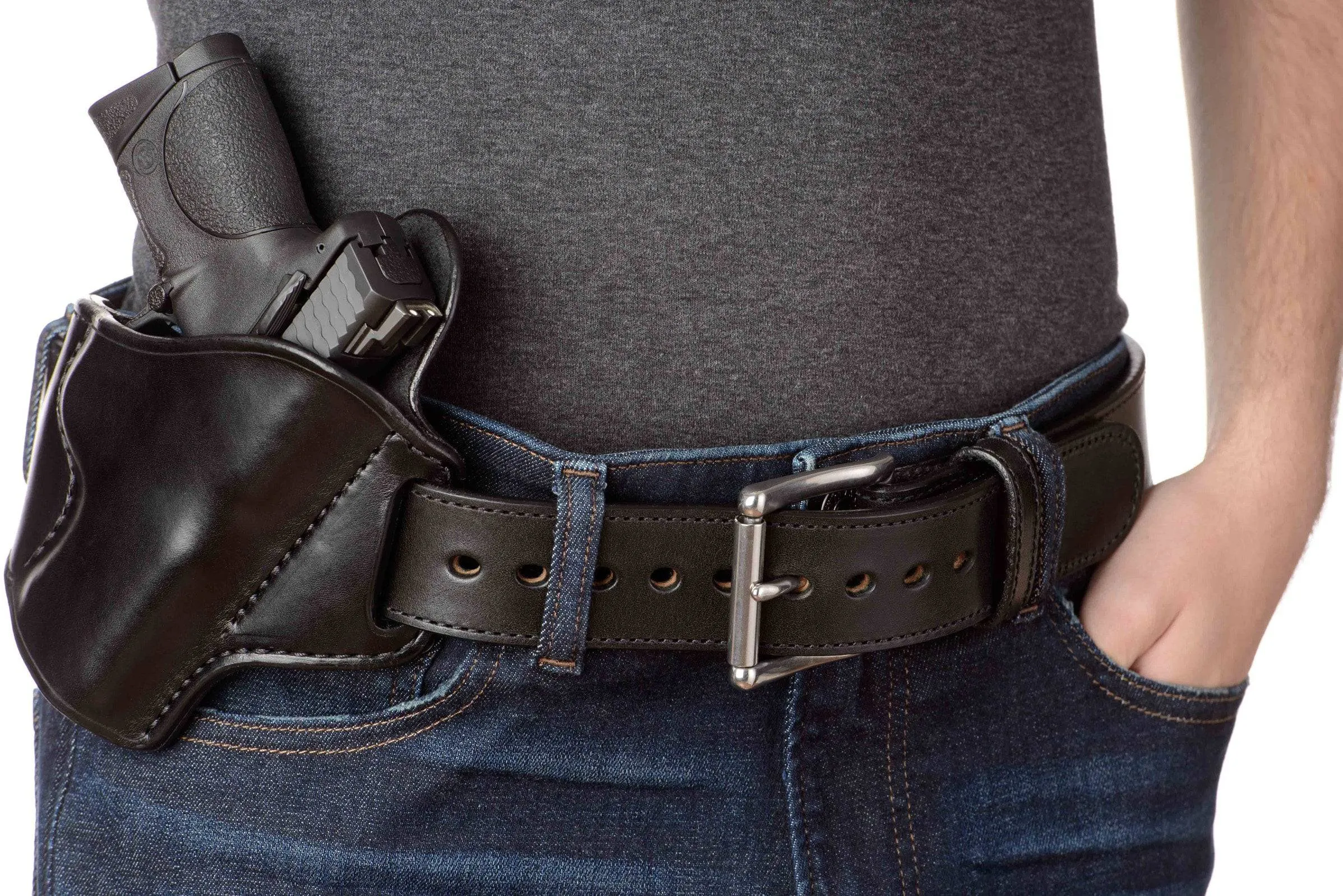 The Eastwood: Men's Black Stitched Leather Belt Max Thick 1.75" Extra Wide