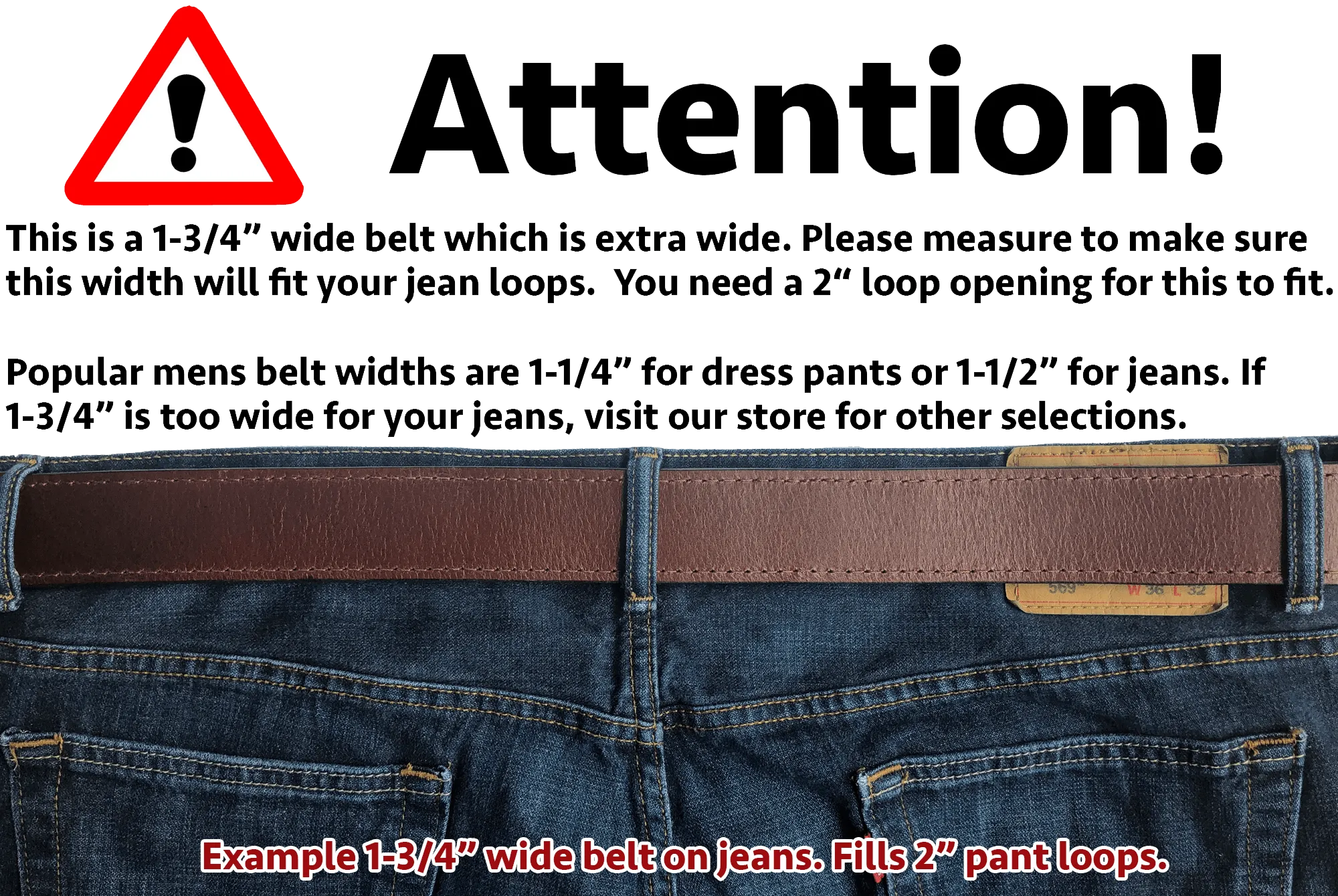The Eastwood: Men's Black Stitched Leather Belt Max Thick 1.75" Extra Wide
