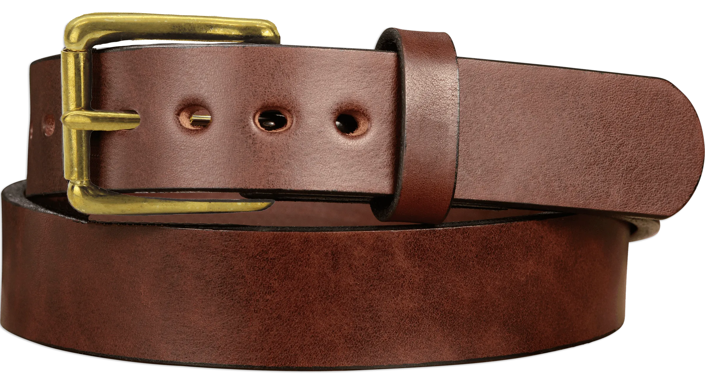 The Eastwood: Men's Brown Non Stitched Leather Belt Max Thick With Brass 1.50"