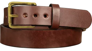The Eastwood: Men's Brown Non Stitched Leather Belt Max Thick With Brass 1.50"