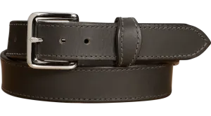The Lakota: Black Stitched Water Buffalo Leather Belt With Snaps 1.25"