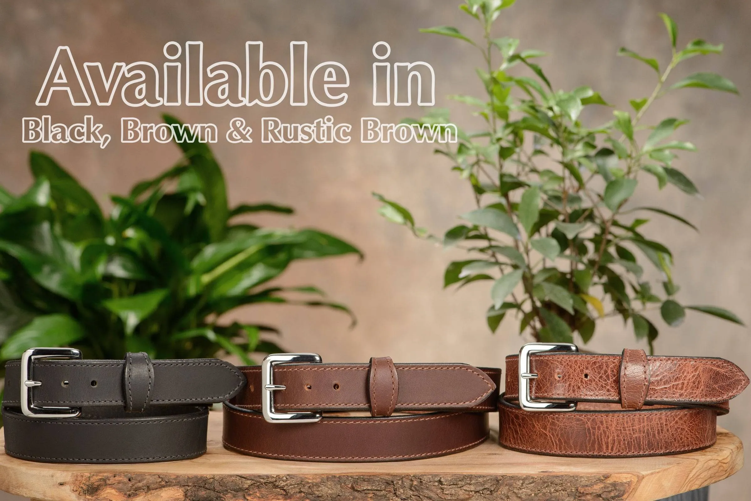 The Lakota: Black Stitched Water Buffalo Leather Belt With Snaps 1.25"