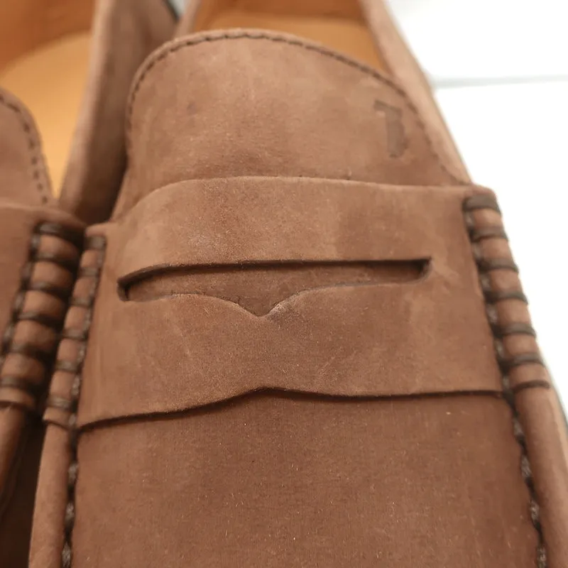 Tod's Driver Penny Loafers Cocoa Brown Suede Size 9 NEW