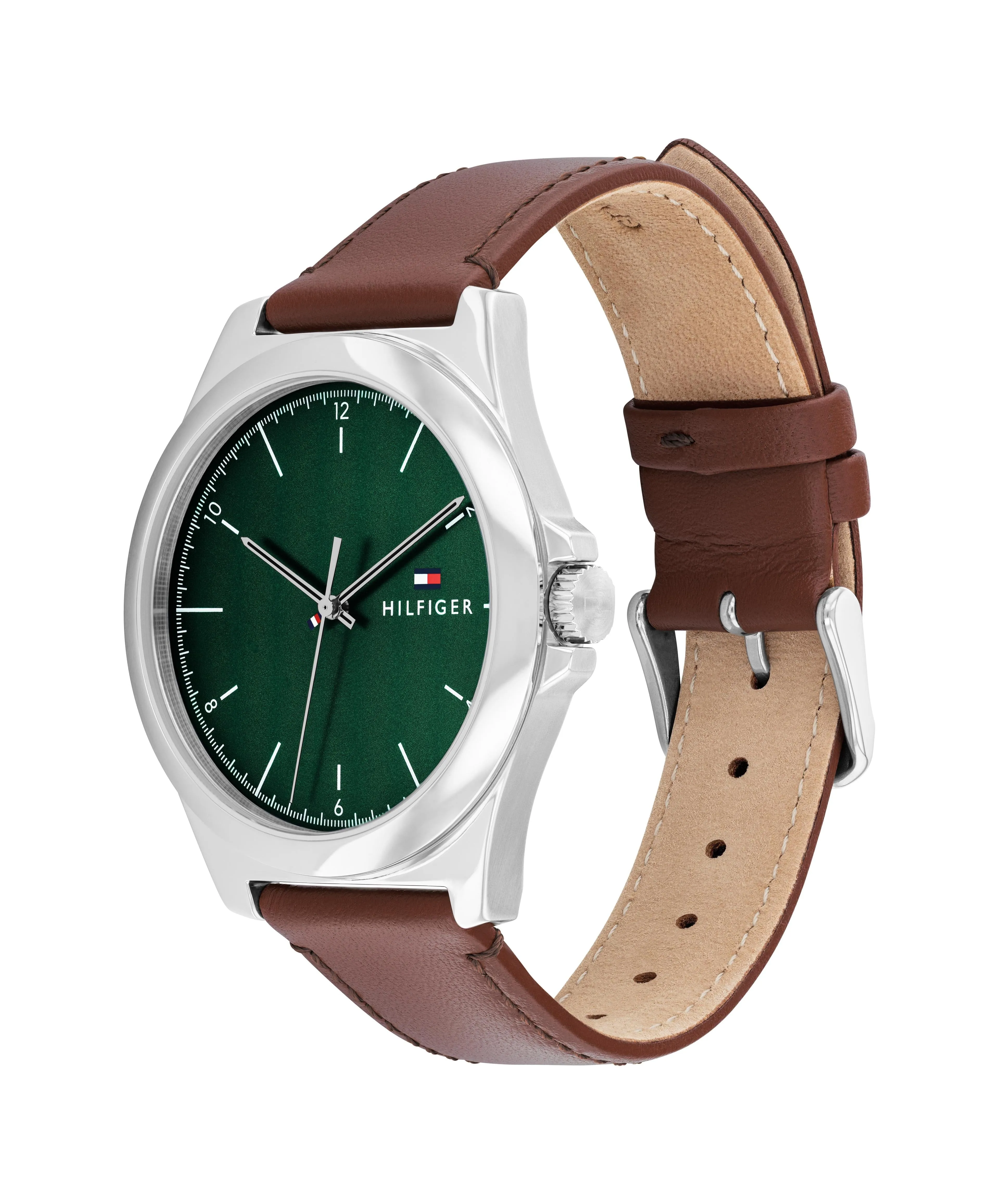 Tommy Hilfiger Norris Brown Leather Green Dial Men's Watch 1710602