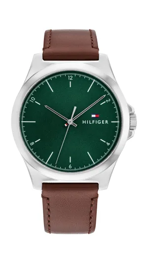 Tommy Hilfiger Norris Brown Leather Green Dial Men's Watch 1710602