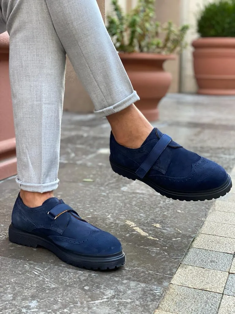 Toros Blue Suede Wing Tip Derby Shoes