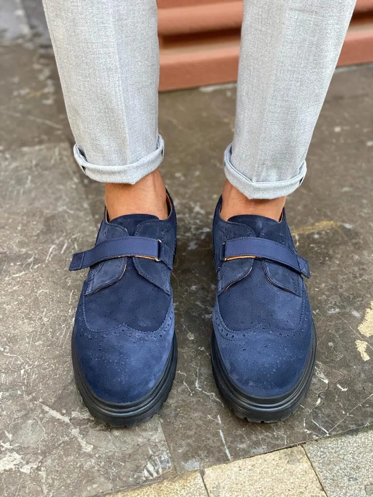 Toros Blue Suede Wing Tip Derby Shoes
