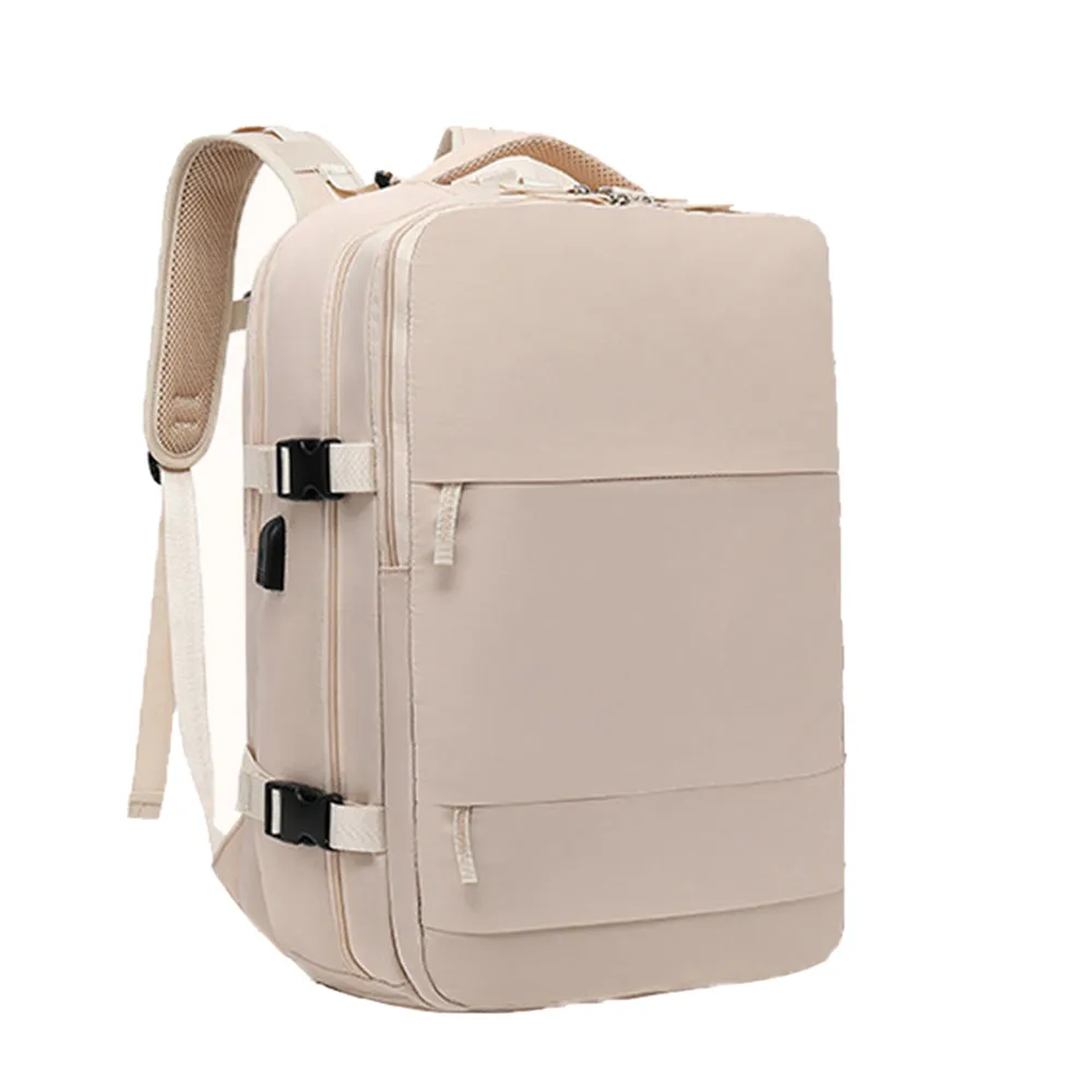 Travel Backpack Airline Carry On Backpack Water Resistant Sports Luggage Bag with Shoe Compartment Beige