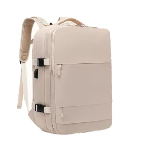 Travel Backpack Airline Carry On Backpack Water Resistant Sports Luggage Bag with Shoe Compartment Beige