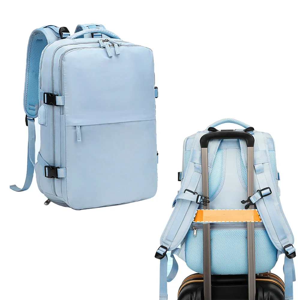 Travel Backpack Airline Carry On Backpack Water Resistant Sports Luggage Bag with Shoe Compartment Blue