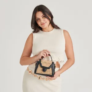 TROPEZ CROSSBODY BLACK NATURAL CANE
