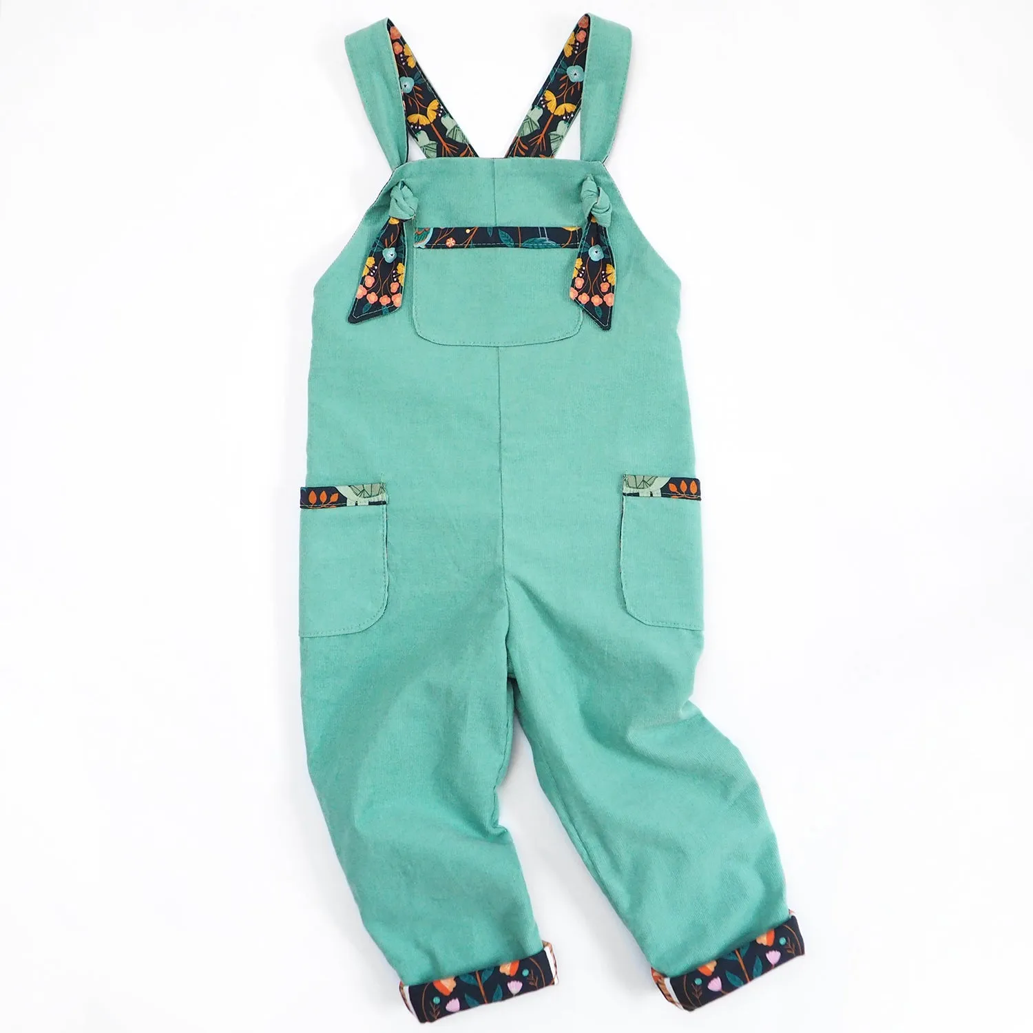 Turquoise Corduroy Dungarees (Pre-order)