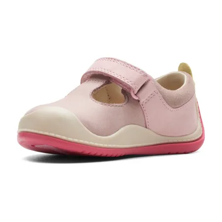 UK 4.5 Dusty Pink Roller Bright T-Bar Velcro Pre Walker