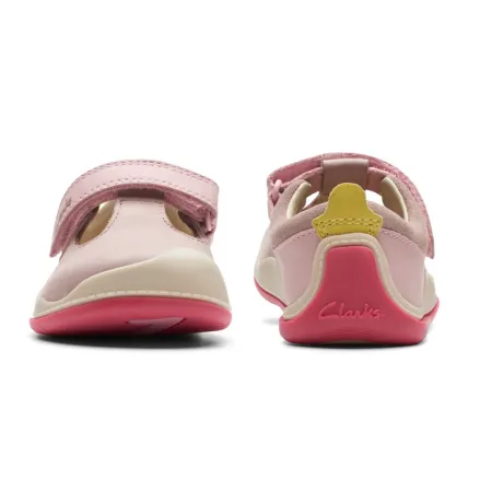 UK 4.5 Dusty Pink Roller Bright T-Bar Velcro Pre Walker