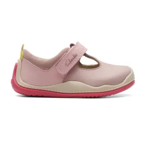 UK 4.5 Dusty Pink Roller Bright T-Bar Velcro Pre Walker