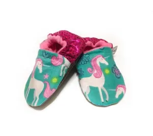 Unicorn Moccs With Pink Sequin Heel