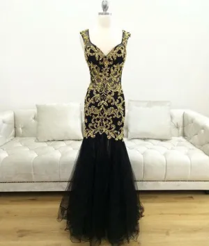 Unique v neck sequin mermaid long prom dress, formal dress