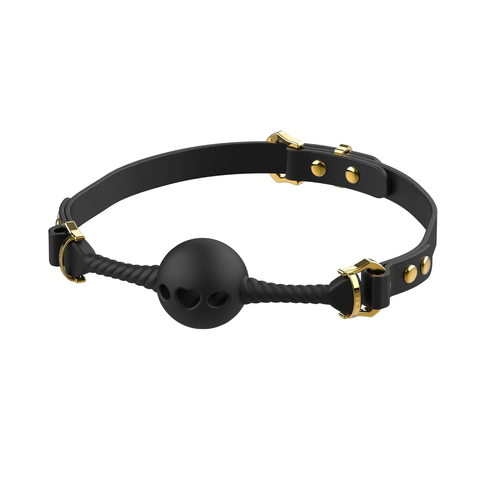 UPKO Middle Heart-Shaped Breathable Mouth Gag Black