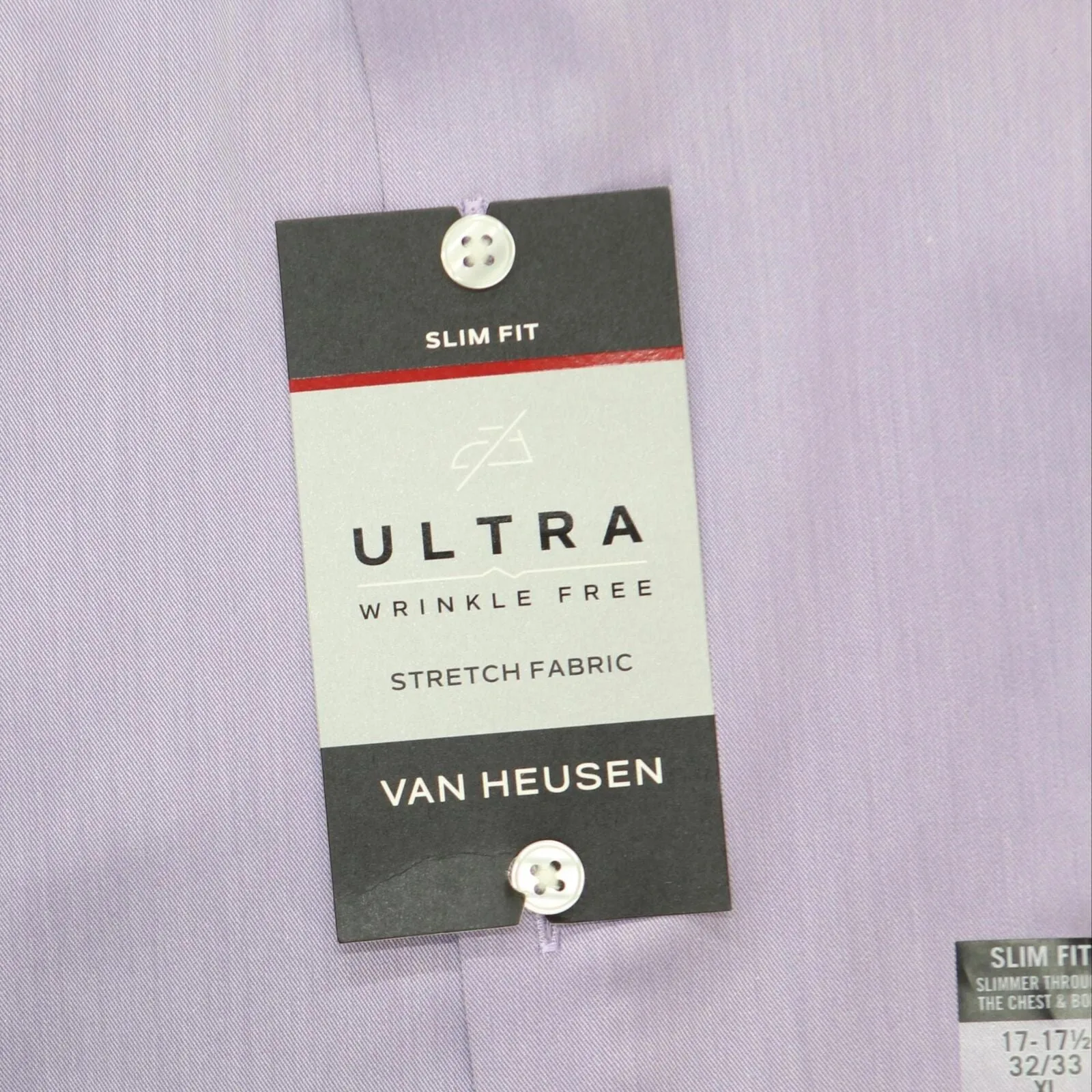 Van Heusen Ultra Wrinkle Free Stretch Dress Shirt Lavender XL 17-17 1/2 32-33