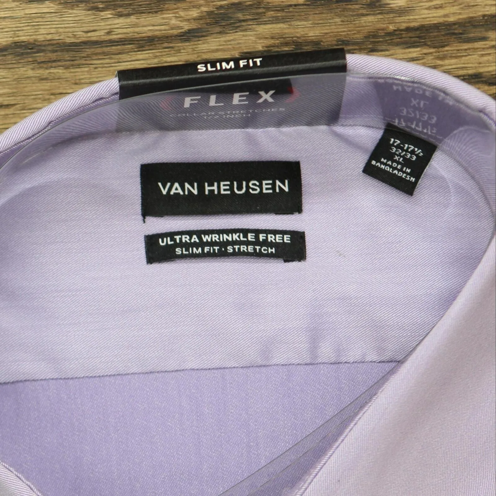 Van Heusen Ultra Wrinkle Free Stretch Dress Shirt Lavender XL 17-17 1/2 32-33