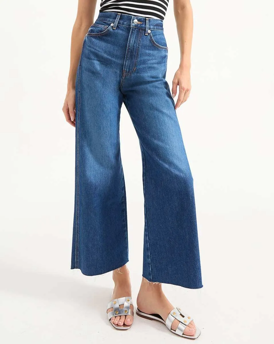 Veronica Beard Taylor Cropped High Rise Jeans in Bright Blue