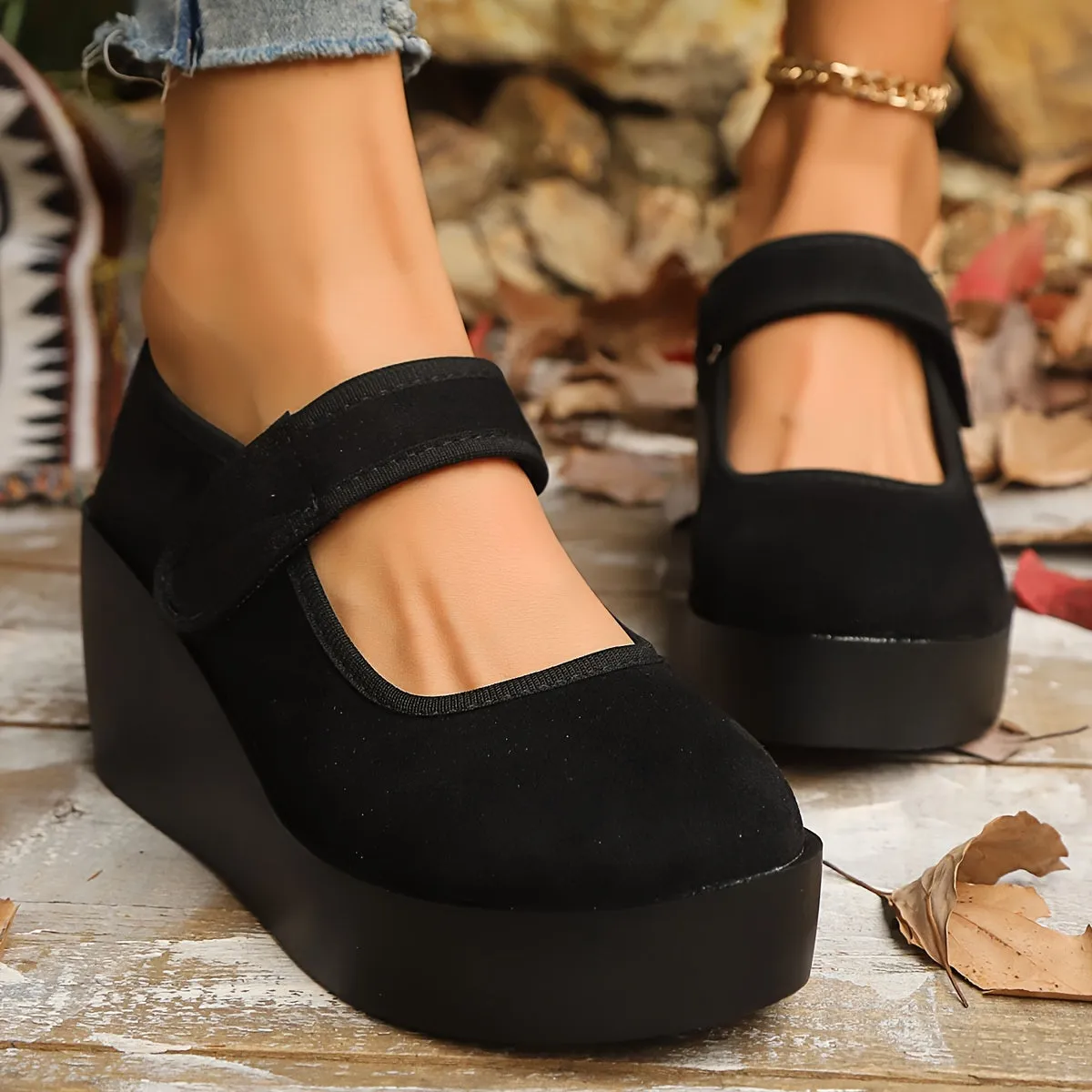 Versatile Soft Sole Women's Comfort Wedge Shoes – Hook & Loop Closure