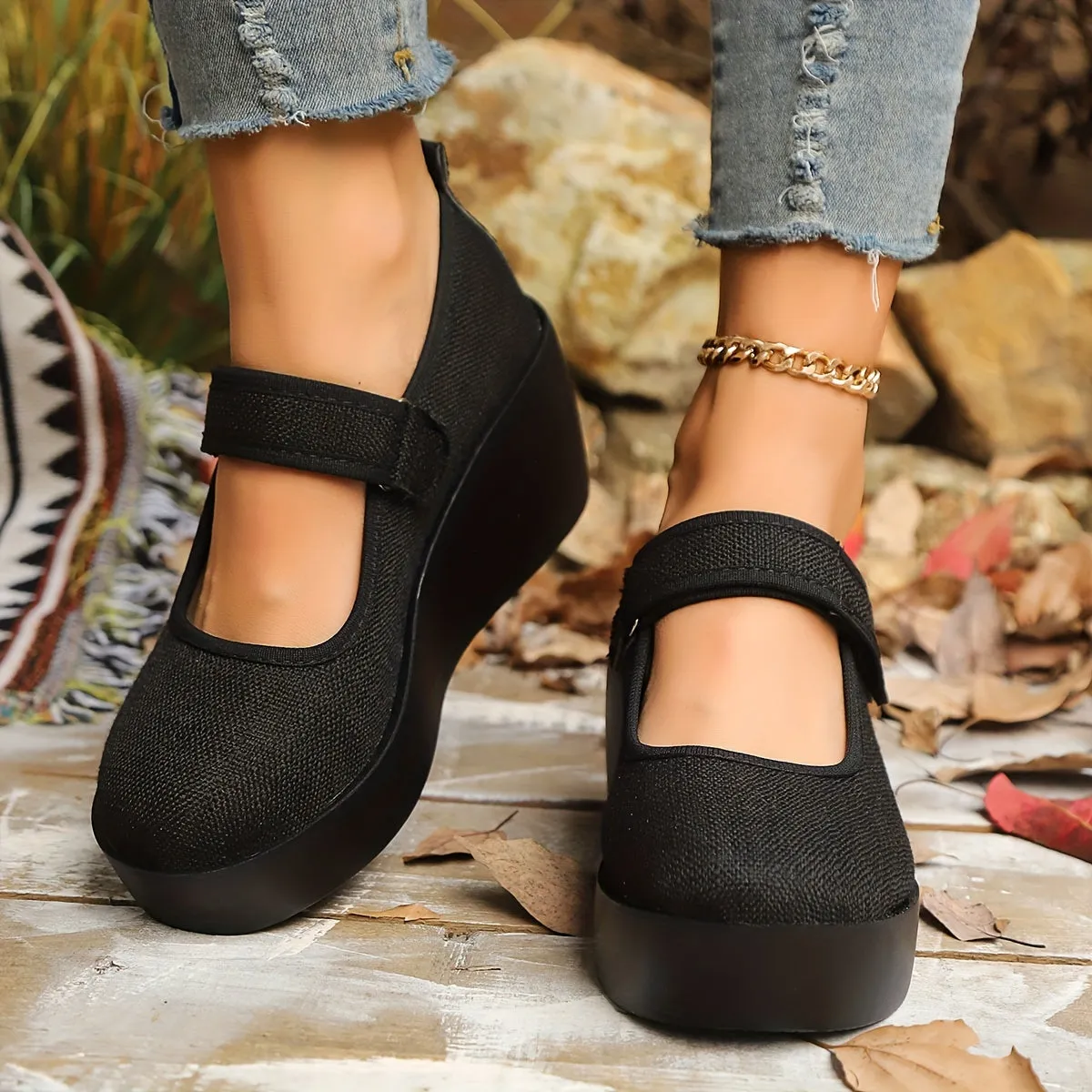 Versatile Soft Sole Women's Comfort Wedge Shoes – Hook & Loop Closure