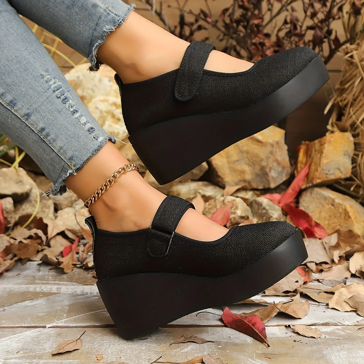 Versatile Soft Sole Women's Comfort Wedge Shoes – Hook & Loop Closure