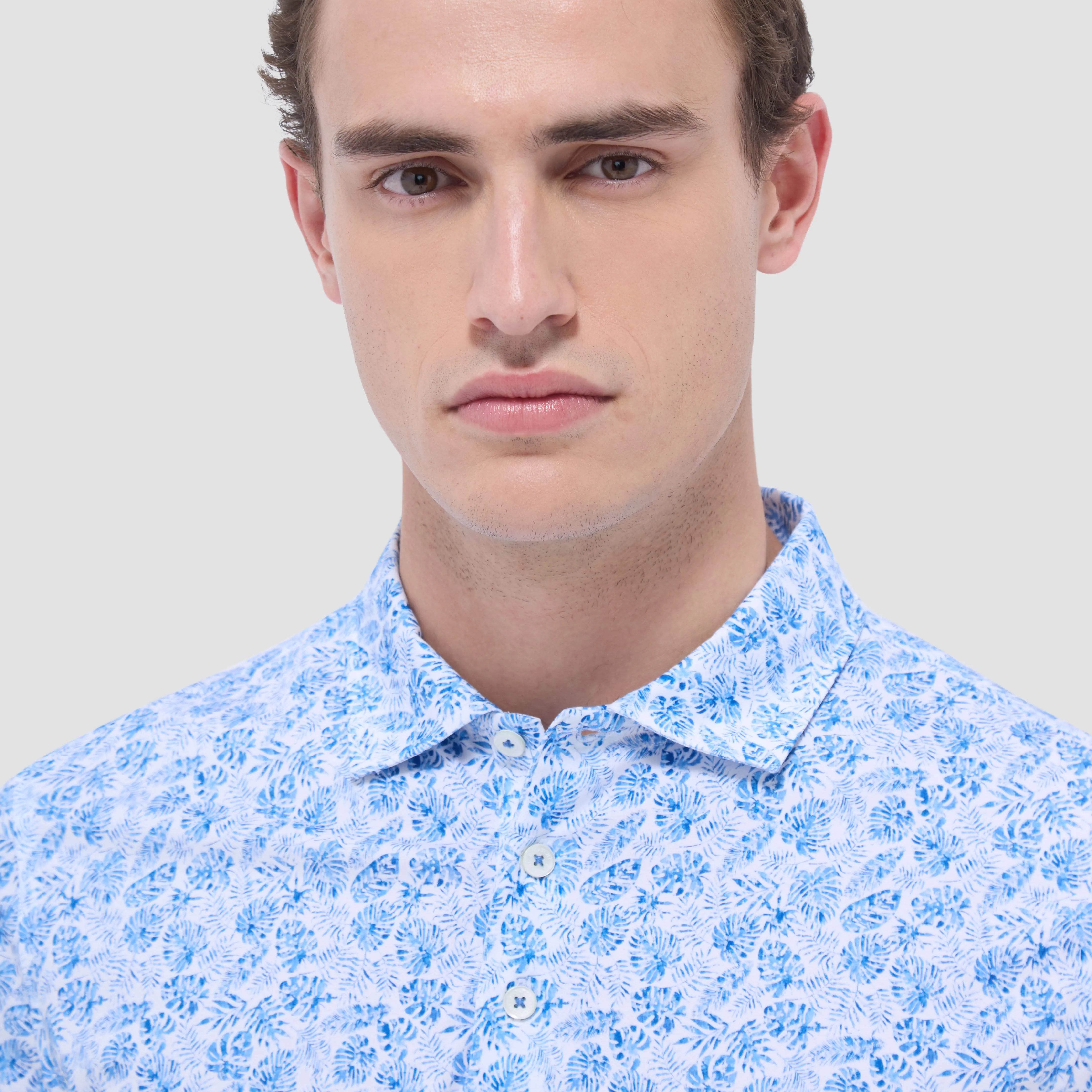 Victor Leaf Print OoohCotton Polo Shirt