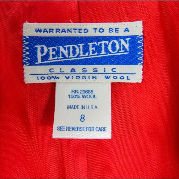 Vintage Pendleton Wool Red Blazer Jacket with Gold Buttons Size Medium