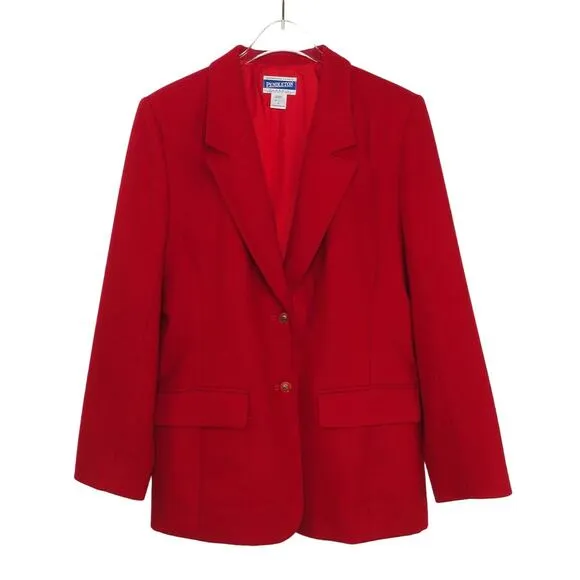 Vintage Pendleton Wool Red Blazer Jacket with Gold Buttons Size Medium