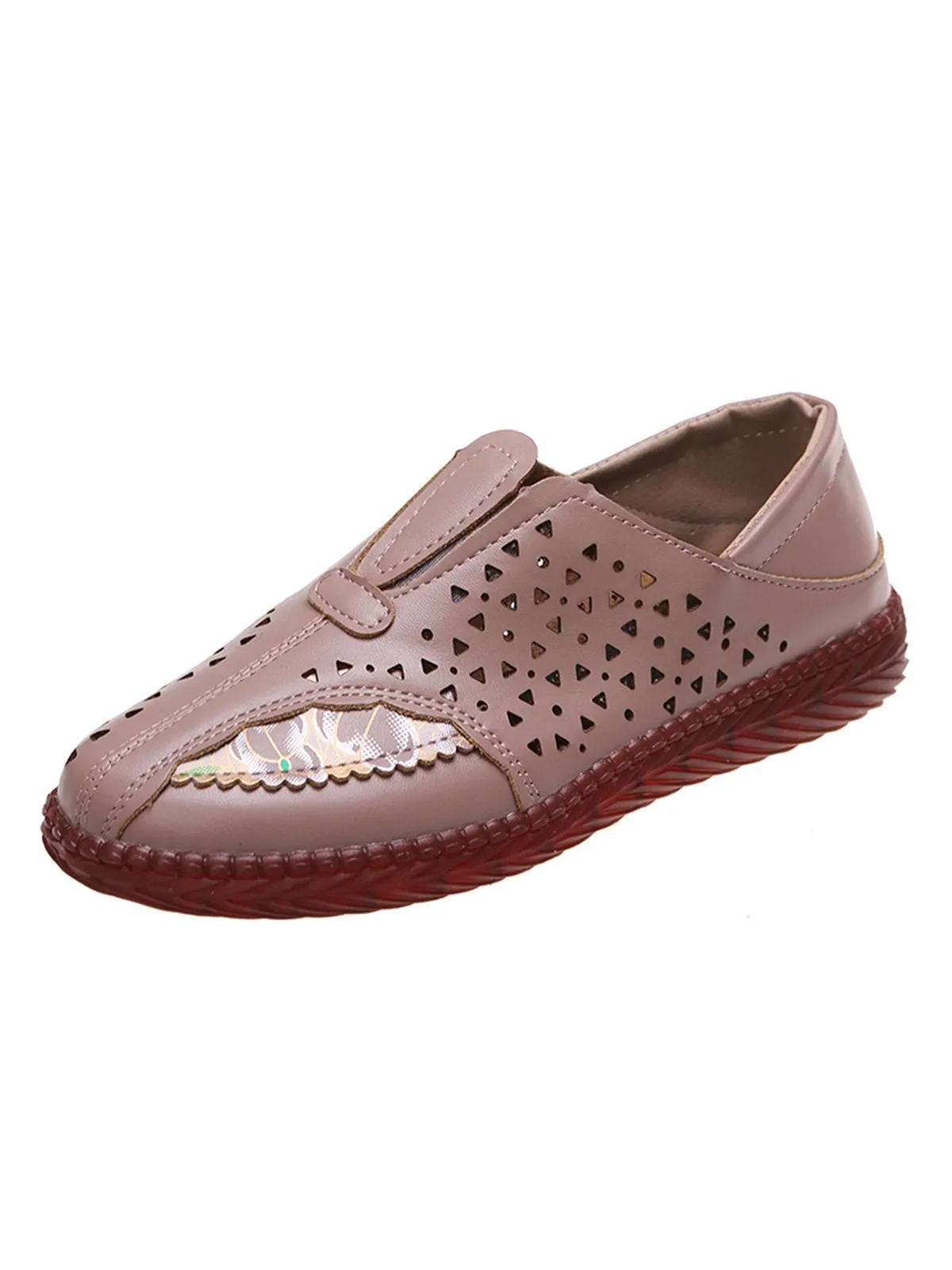 Vintage Plain All Season Daily PU Standard Rubber Slip On Deep Mouth Shoes Flats