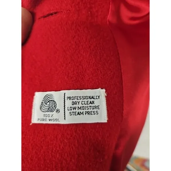 VTG J G Hook 100% Wool Red Coat Sz 8 Metal Buttons Nautical Sophisticated Career
