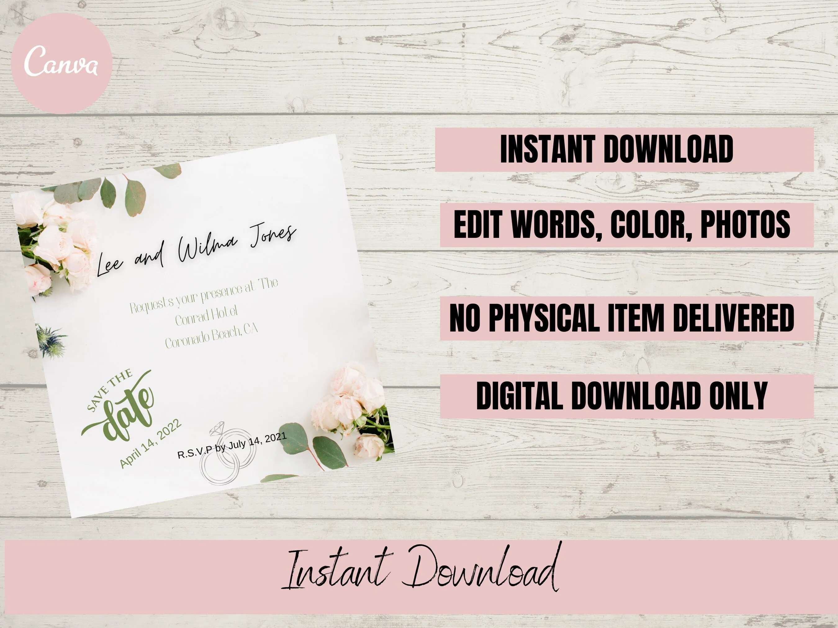 Wedding Invitation, Instant Download, Editable Template