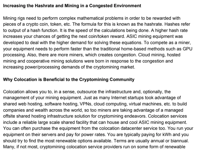 What is Colocation in Cryptomining Article