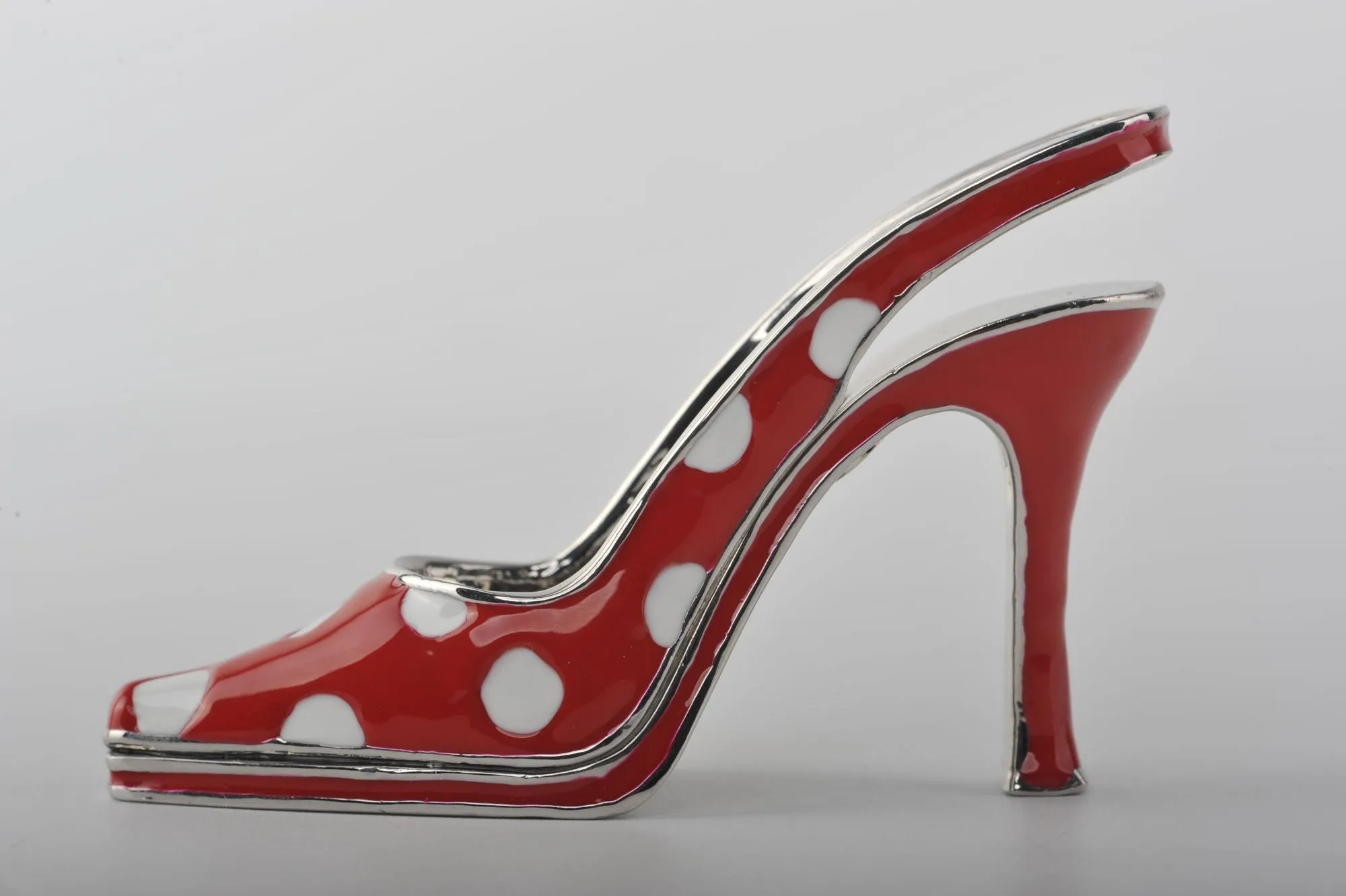 White Dots Red Lady Trinket Shoe
