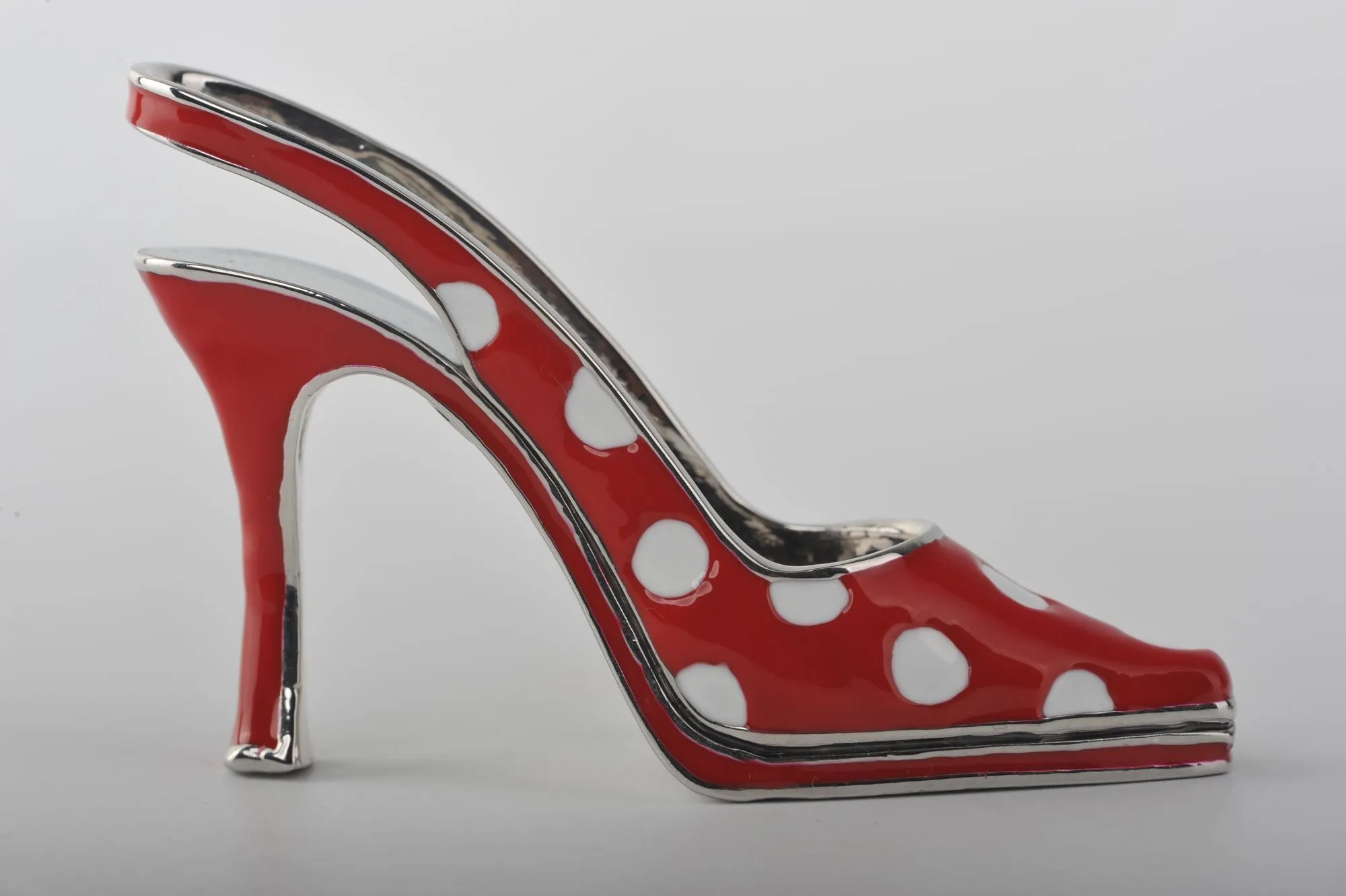 White Dots Red Lady Trinket Shoe