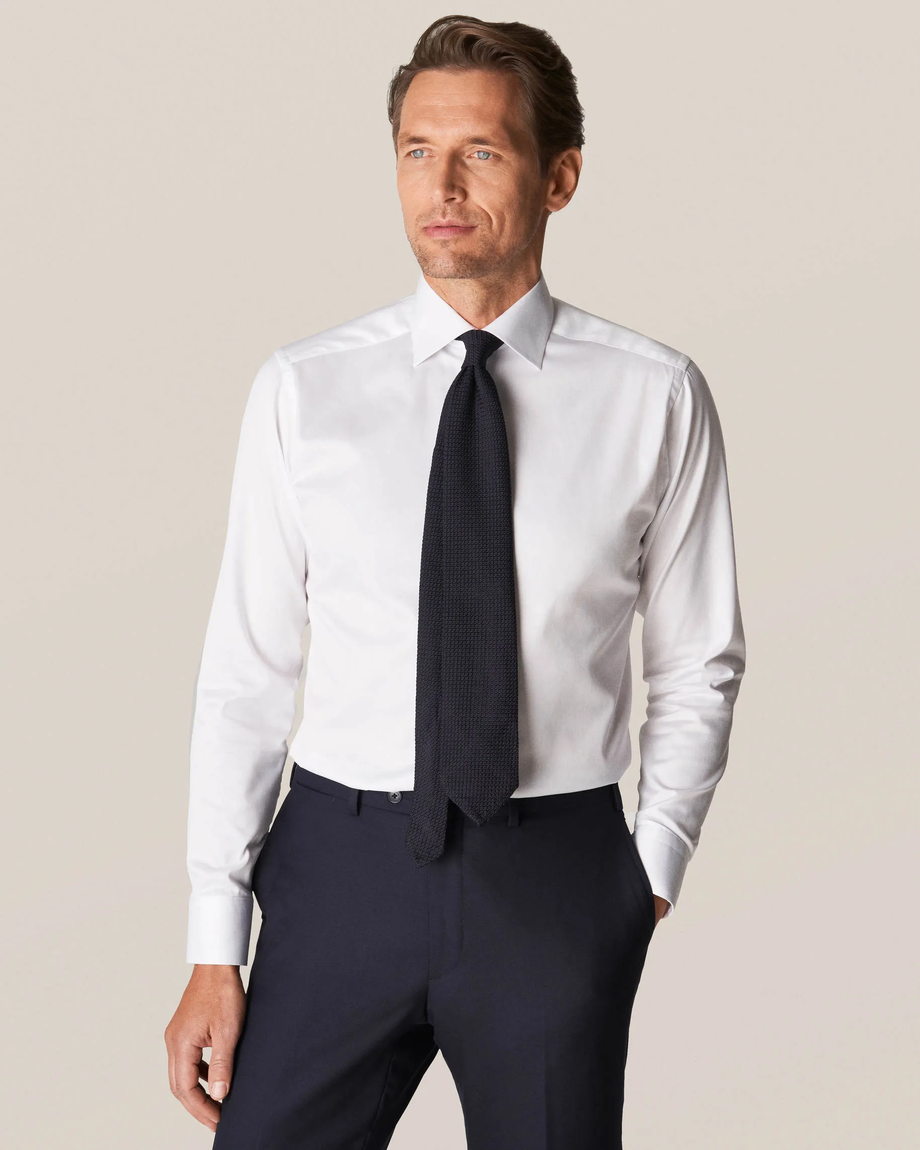 White Signature Twill Shirt - Contemporary Fit