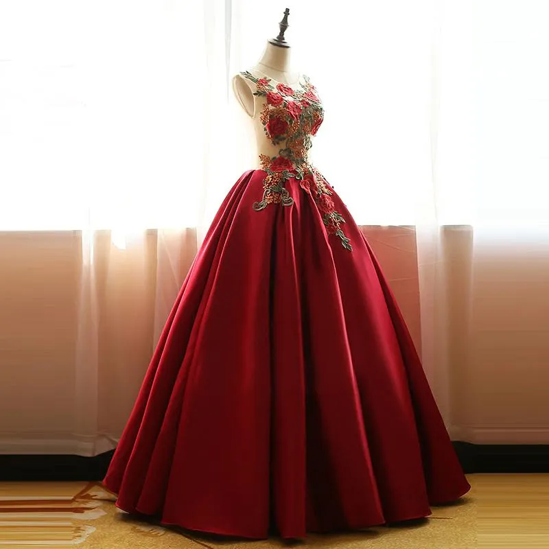 Wine Red Gorgeous Prom Dress , Burgundy Satin Long Party Dress, Evening Gowns